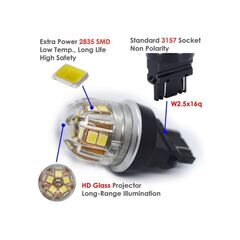 Bec 2 faze  P27/7W 3157 15SMD 2835 12V CANBUS  nonpolar 320 lumen Lumina alba Cod: SPT15-3157-W-Dacenergy.ro