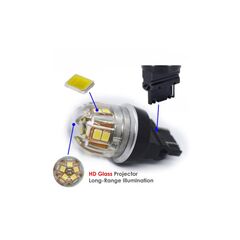 Bec o faza  P27W 3156 15SMD 2835 12V CANBUS  nonpolar 320 lumen Lumina alba Cod: SPT15-3156-W-Dacenergy.ro