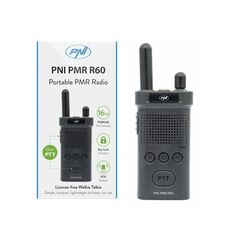 Statie radio portabila PNI PMR R60 446MHz, 0.5W, Scan, blocare taste, SOS, Monitor, acumulator 1200mAh-Dacenergy.ro