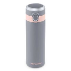 Termos, fabricat din otel inoxidabil, cu afisaj de temperatura pe capac, buton de deschidere si blocare, capacitate 450 ml, gri-Dacenergy.ro