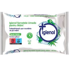 Servetele umede maini Igienol, antibacteriene, extract aloe, 2 pachete x 60, 120 bucati, capac resigilabil-Dacenergy.ro
