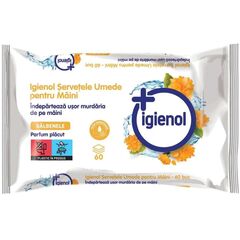 Servetele umede maini Igienol, antibacteriene, extract galbenele, 2 pachete x 60 bucati, 120 bucati, capac resigilabil, galben-Dacenergy.ro