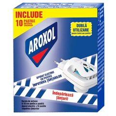 Aparat electric Aroxol, plastic, anti tantari, 10 pastile incluse, alb si albastru-Dacenergy.ro