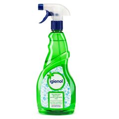 Solutie dezinfectanta suprafete mici Igienol, lichid fara clor, antibacterian, parfum mar, 750 ml, pulverizator, verde-Dacenergy.ro