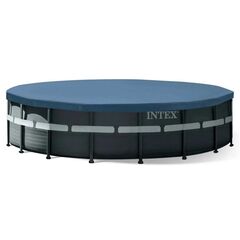 Piscina cu cadru, material PVC durabil cu 3 straturi, pompa cu filtru de nisip, scara metalica sigura, prelata si folie, capacitate 26423 litri, 549 x 132 cm, neagra-Dacenergy.ro