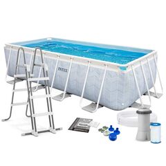 Piscina cu cadru metalic, PVC 3 straturi, pompa filtrare si scara metalica, 400 x 200 x 100 cm, 6.836 litri, albastru si alb-Dacenergy.ro