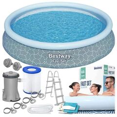 Piscina extensibila, material PVC durabil cu 3 straturi, pompa de filtrare, 12362 litri, 457 × 107 cm-Dacenergy.ro