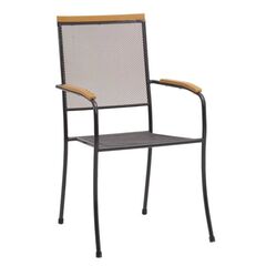 Scaun de gradina DacEnergy©, structura metalica, design din plasa metalica, rezistenta la umezeala si UV, 55 x 68 x 97 cm, gri inchis si natur-Dacenergy.ro