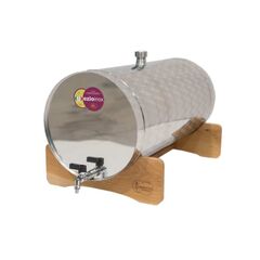 Butoi, confectionat din inox alimentar inoxidabil, forma cilindrica, robust, cu robinet si suport din lemn, 940 x 635 x 0.6 mm, 45 l-Dacenergy.ro
