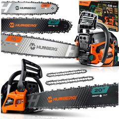 Drujba Benzina Humberg, Motor 2 Timpi 58 cm3 / 2.3 kW, Sina max 50 cm, Set 2 Sine de ghidaj 16" si 20" + Husa Lant Inclusa-Dacenergy.ro