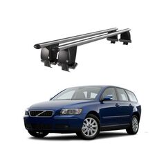 Bare transversale portbagaj auto aluminiu compatibile plafon neted Volvo V50 2008-2012 argintii sau negre Cod: CB200101 Kit-101-Dacenergy.ro