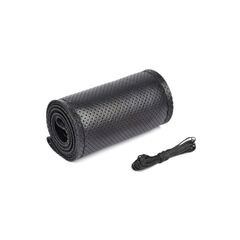 Husa volan auto piele perforata premium cu ac si ata negru marime 2XL 45 cm Cod: LUXFST01-Dacenergy.ro