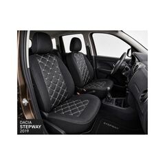 Huse scaune auto compatibile Dacia Sandero Stepway II 2019-> spatar bancheta fractionat Premium Imitatie Piele Romb-Dacenergy.ro