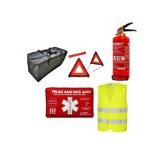 Kit siguranta auto complet trusa tip borseta omologata RAR  2 triunghiuri stingator Runkit  vesta geanta-Dacenergy.ro