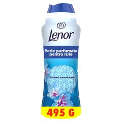 Perle parfumate pentru rufe Lenor Spring Awakening, 495 g, parfum nonstop pana la 12 saptamani, note de paciuli si flori de primavara, pentru toate tipurile de tesaturi-Dacenergy.ro
