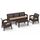 Set mobilier gradina DacEnergy©, polipropilena, cu 2 fotolii si o canapea cu perne, 5 persoane, rezistenta la factorii atmosferici si razele UV, 79 x 55 x 38 cm, maro + crem, Numar persoane	: 5-Dacenergy.ro