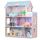 ​Casuta de papusi , din lemn si placa MDF, cu 3 etaje, 12 piese de mobilier, 5 camere si terasa, 70 x 60 x 24 cm, roz, Culoare: Roz-Dacenergy.ro