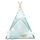​Cort de joaca pentru copii , cadru din lemn, forma de cort indian, 3 perne, un covor izolant gros, cu lumini, 120x120x165 cm, menta cu stele, Culoare: Alb, Verde menta-Dacenergy.ro