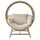 ​Scaun rotund din ratan sintetic DacEnergy©, tip ou supradimensionat, cadru din otel vopsit in camp electrostatic, cu perna moale si 2 perne laterale, design boem, 122 x 151 x 83 cm, bej-Dacenergy.ro