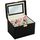 Geanta organizatoare cosmetice DacEnergy©, piele ecologica, rezistent la abraziune, cu cheie, oglinda, compartimente practice, 22,5x 16,5 x 17,2 cm, neagra-Dacenergy.ro