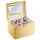 Geanta organizatoare cosmetice DacEnergy©, piele ecologica, rezistent la abraziune, cu cheie, oglinda, compartimente practice, 22,5x 16,5 x 17,2 cm, auriu ​-Dacenergy.ro