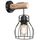 Aplica de perete Globo, structura din metal si lemn natur, abajur din metal, cu intrerupator, soclu E27, 40W, negru-Dacenergy.ro