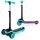Trotineta de echilibru cu trei roti, ghidon din metal, platformă iluminata cu LED-uri, cu 20 de moduri, inaltimea ghidonului este reglabila, 65–81 cm, usor de pliat, frana de picior, neagra si turcoaz, Culoare: Negru, Turcoaz-Dacenergy.ro