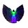 Aripi de dans fluture DacEnergy©, pentru spectacol, cu Led, 360 de grade,  2 bete extensibile, 145x300 cm, 3 culori, verde, albastru si mov-Dacenergy.ro