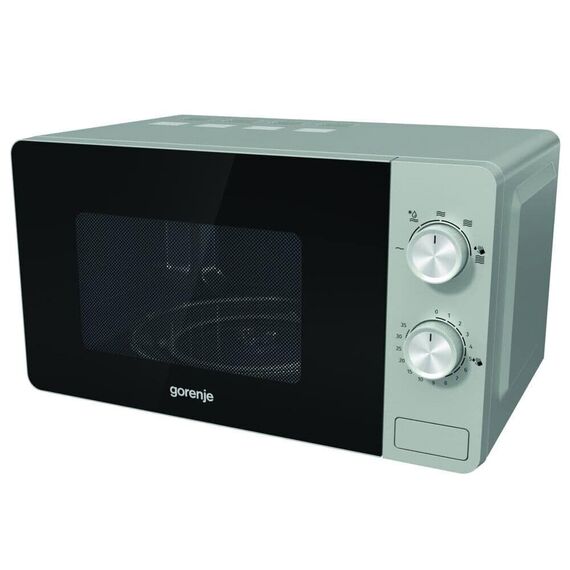 Cuptor cu microunde Gorenje, functie de dezghetare rapida, platou sticla rotativ cu diametrul de 27 cm, 20 litri, 800 W, 45.1 x 25.7 x 34.3 cm, argintie-poza 3-Dacenergy.ro