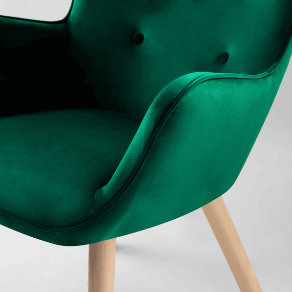 Set fotoliu de relaxare cu taburet DacEnergy©, material velur, picioare din lemn de fag, verde-poza 3-Dacenergy.ro