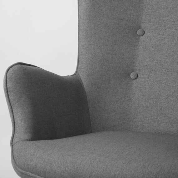 Set fotoliu de relaxare cu taburet DacEnergy©, material textil, picioare din lemn de fag, elegant, perna, gri inchis si negru-poza 3-Dacenergy.ro