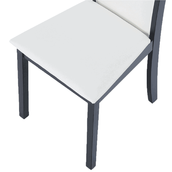 Set de bucatarie DacEnergy©, realizat din MDF si lemn, masa fixa, dreptunghiulara,  110x70x74 cm, 4 scaune, piele eco, finisaj wenge si alb-poza 7-Dacenergy.ro
