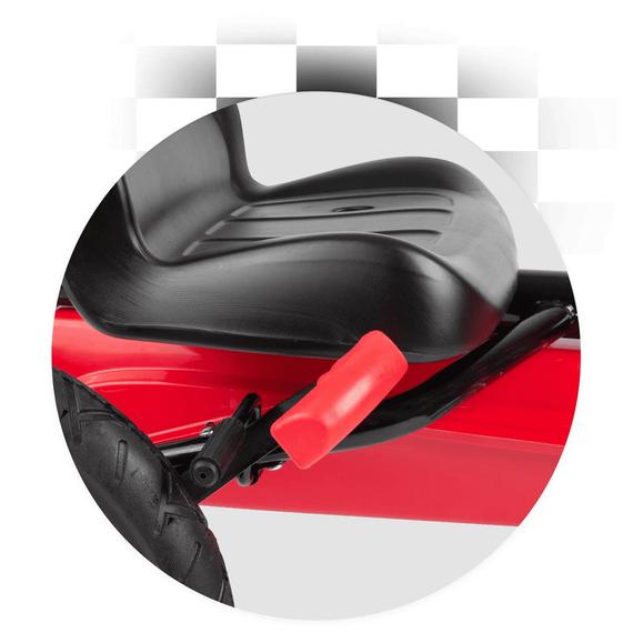 Kart cu pedale pentru copii DacEnergy©, structura cadru de otel, merge inainte- inapoi, scaun reglabil, roti mari, gonflabile, 65 x112 x60 cm, rosu-poza 4-Dacenergy.ro