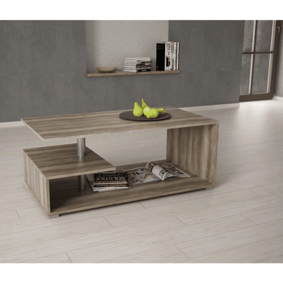 Masuta de cafea DacEnergy©, realizata din PAL, design simplu si modern, forma dreptunghiulara, 110 x 60 x 45 cm, finisaj stejar canyon-poza 2-Dacenergy.ro