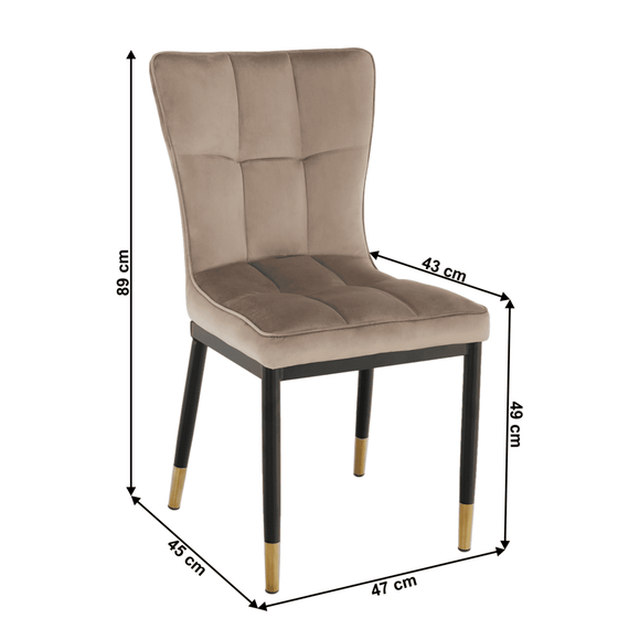Scaun bucatarie / living DacEnergy©, structura din metal cu finisaj negru si auriu, tapiterie din material textil bej, design simplu, 47x45x89 cm-poza 7-Dacenergy.ro