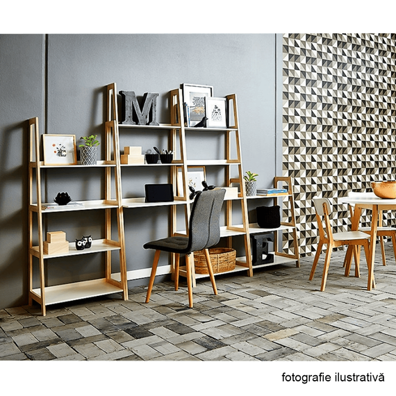 Etajera DacEnergy©, realizata din MDF si bambus lacuit, multifunctionala, practica, 63x149x36 cm, 3 rafturi, spatiu pentru scaun, finisaj alb si natur-poza 5-Dacenergy.ro