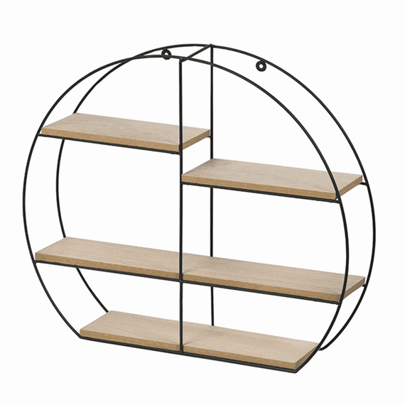 Raft DacEnergy©, realizat din lemn si metal, 50x10x42,5 cm, 4 polite, finisaj natural si negru-poza 4-Dacenergy.ro