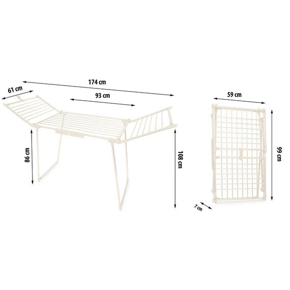 Uscator de rufe DacEnergy©, constructie metalica, cu 2 brate, pliabil, solid, picioare antiderapante, suprafata mare de uscare 19 m, auriu, Culoare: Auriu-poza 3-Dacenergy.ro