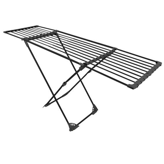 Uscator de rufe DacEnergy©, metalic, cu roti, telescopic, pliabil, 190 x 95 x 56 cm, negru, Culoare: Negru-poza 9-Dacenergy.ro