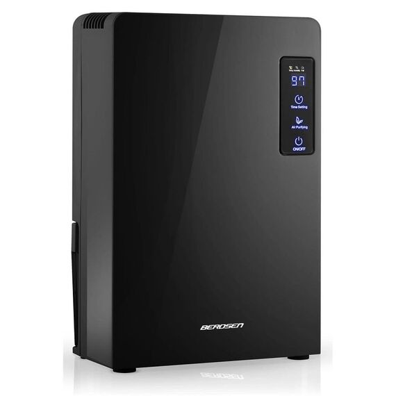 Dezumidificator, display LED, detector de nivel de apa, mod Peltier, capacitate 700 ml/ 24h, capacitate rezervor apa 2200 ml, 90 W, lampa UV si filtru TiO2, cu maner, negru, Culoare: Negru-Dacenergy.ro