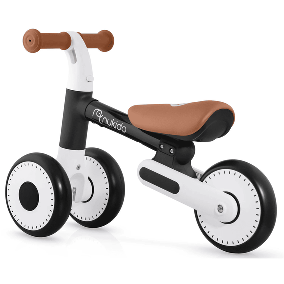Bicicleta de echilibru, cadru durabil din otel, stabil, scaun moale, din spuma, inaltime reglabila, 25-28 cm, 3 roti din spuma EVA, negru si alb, Culoare: Alb, Negru-poza 7-Dacenergy.ro