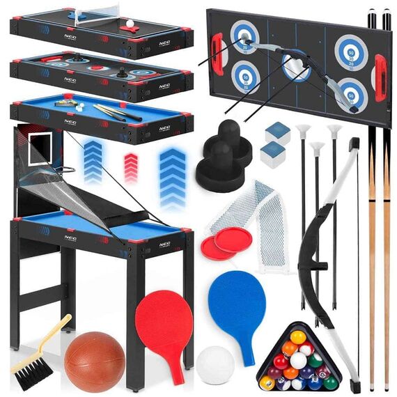 Masa multi joc 5 in 1, masa de biliard, tir cu arcul, masa de hochei, de ping pong, table de baschet, picioare reglabile, 92 x 46 x 73 cm-poza 2-Dacenergy.ro