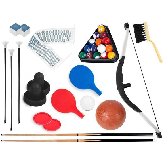 Masa multi joc 5 in 1, masa de biliard, tir cu arcul, masa de hochei, de ping pong, table de baschet, picioare reglabile, 92 x 46 x 73 cm-poza 6-Dacenergy.ro