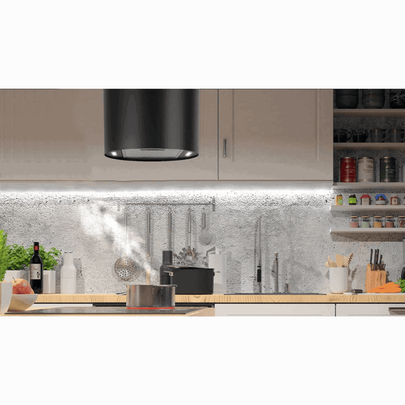 Hota insula, carcasa din otel, telecomanda, functia de oprire automata, 3 viteze, 550 mc/h, 70 W, 35 cm, neagra-poza 7-Dacenergy.ro