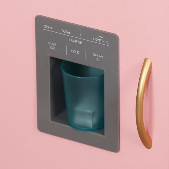 Set bucatarie copii DacEnergy, realizata din MDF si lemn, accesorii din otel inoxidabil, tabla cu creta, cuptor cu microunde, plita electrica, lumina Led, 80 x 24 x 80 cm, roz pastel si auriu, Culoare: Roz pastel-poza 5-Dacenergy.ro