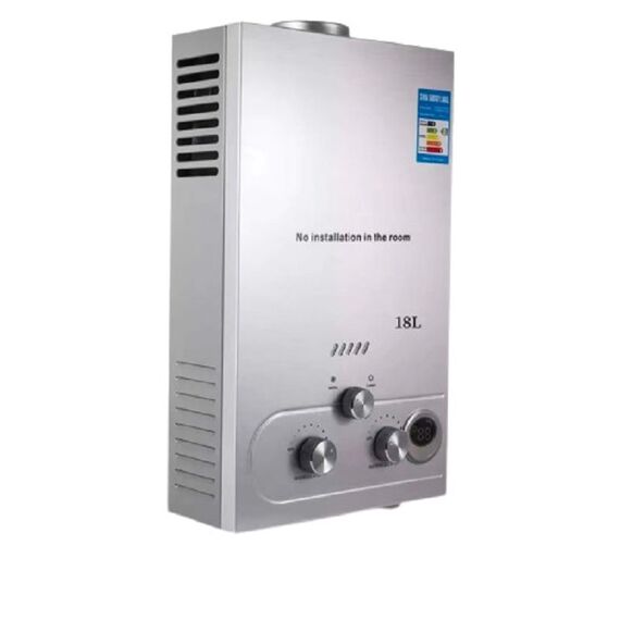 Incalzitor instant DacEnergy©, pe gaz natural, GNL, carcasa din otel inoxidabil, afisaj LED si butoane de control, presiunea gazului nominal de 2800Pa, cu alimentare baterii, 18l/min, 36 kw, argintiu, Tip alimentare	: GNL, Capacitate: 18 l-Dacenergy.ro