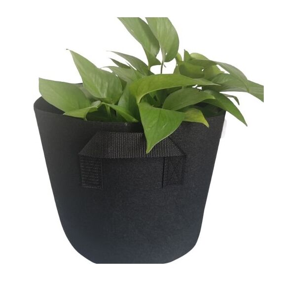 Ghiveci din pasla netesuta DacEnergy©, pentru plante de gradina, legume, flori, ierburi, fructe, plantare, de forma rotunda, cu maner, 12 l, diamentru 25 cm, gri antracit, Diametru: 25 cm-Dacenergy.ro