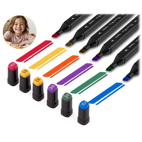Set 262 markere duble DacEnergy©, cerneala cu alcool, cu varfuri de 2 mm si 7 mm, nuante intense, vii, multicolore, Numar bucati/set	: 262-poza 8-Dacenergy.ro