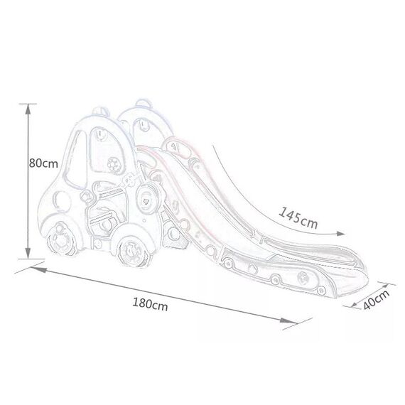 Tobogan pentru copii DacEnergy©, realizat din plastic, cu cos de baschet, in forma de masina, 180 x 80 x 40 cm, roz, Lungime alunecare	: 145 cm, Culoare: Roz-poza 2-Dacenergy.ro