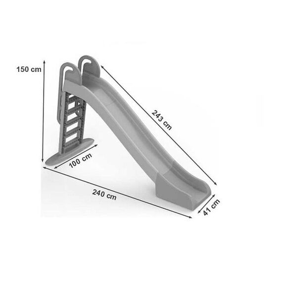 Tobogan pentru copii DacEnergy, din plastic, rezistent la conditiile meteorologice, la razele UV, 243 x 100 x 150 cm, gri si alb, Lungime alunecare	: 243 cm, Culoare: Gri, Alb-poza 2-Dacenergy.ro